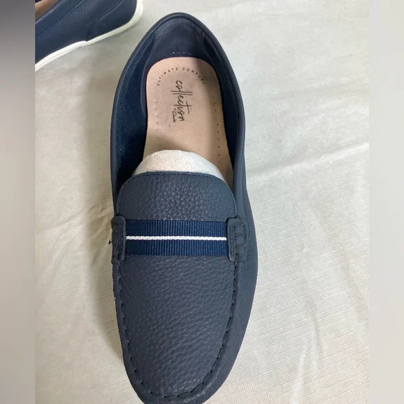 Clarks Dameo Vine Navy Blue Leather Penny Loafer Women Size 9M - Picture 4 of 16